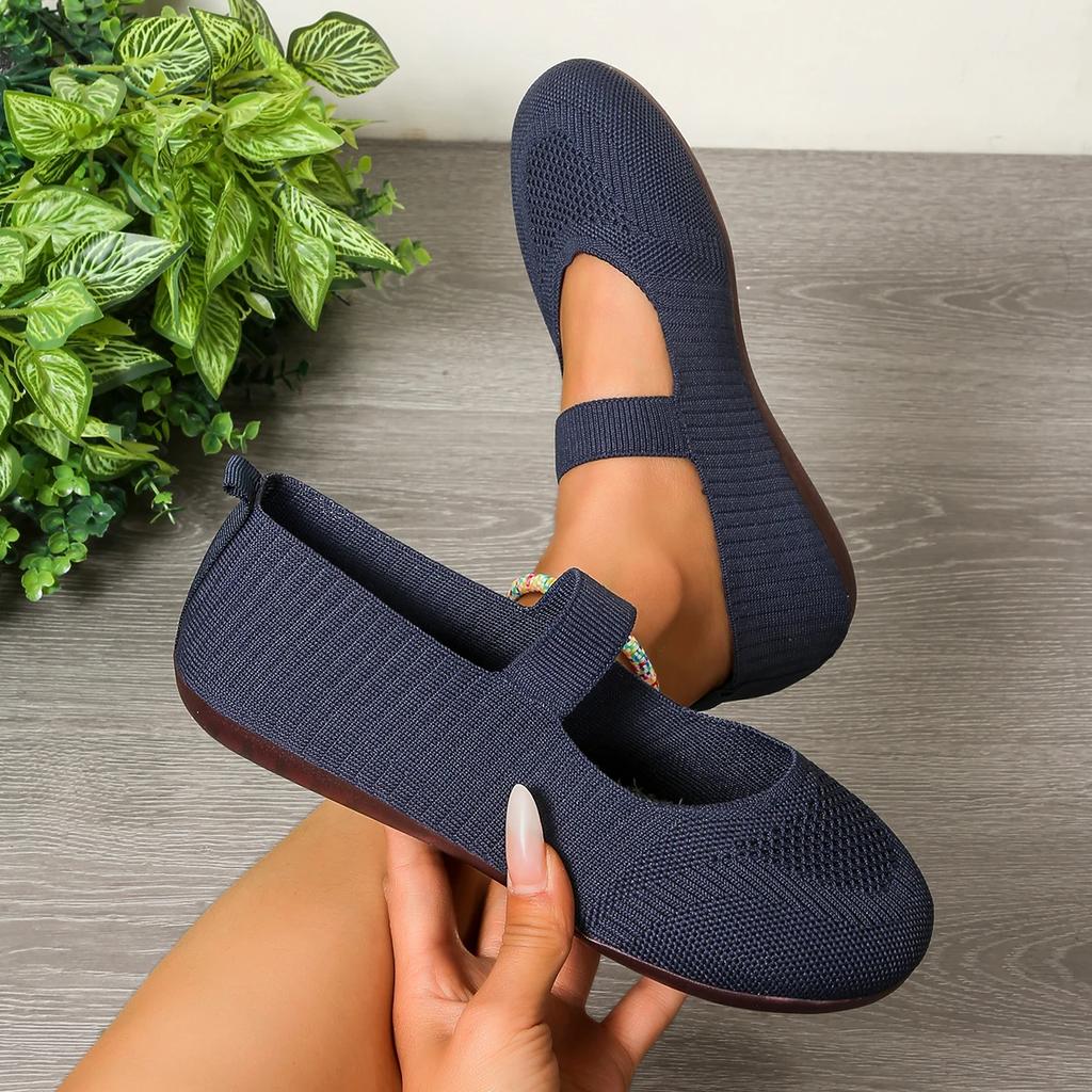 Moda Lato 2025 Modne Nowe Okrągły Nosek Płaskie Antypoślizgowe Damskie Buty Gorąca Wyprzedaż Lekkie Jednokolorowe Siatkowe Płytkie Wsuwane Damskie Baleriny