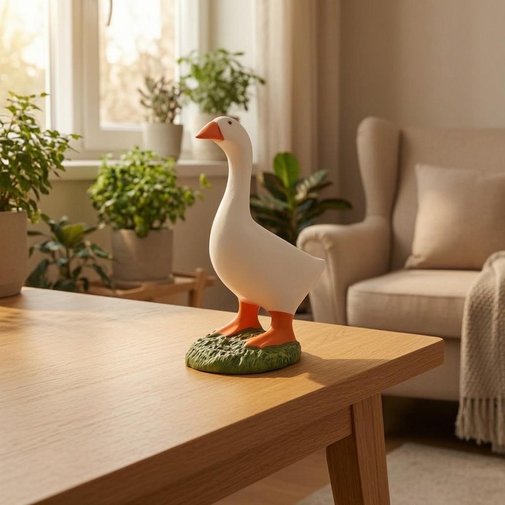 Duck Figurine with Key Hanger Playful Quirky for Shelf