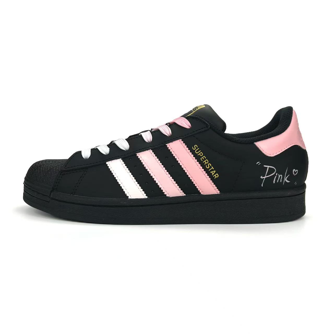 

Adidas Originals Superstar 2 Shell Head, Ink In Action Low top Skateboard Shoes Unisex Black Pink JI0079(Team1907-) 35⅔