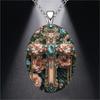 Floral European and American Jewelry Necklace Pendant with Cross