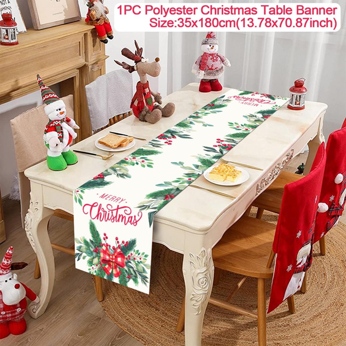 

Polyester Christmas Table Runner Merry Christmas Decorations for Home decor 2025 Xmas Navidad Notal Noel Gifts New Year 2025