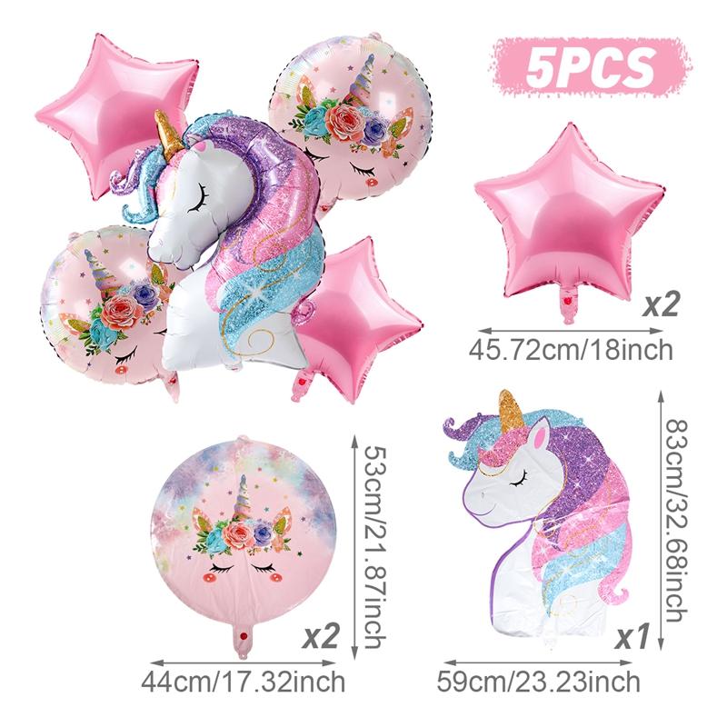 

Rainbow Unicorn Foil Balloons Set Unicorn Birthday Party Decoration Kids Favors Happy 1st Birthday Baby Shower Party Supplies as shown