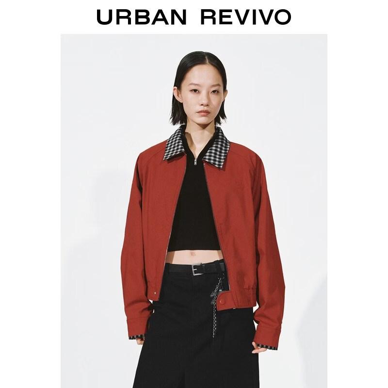 UR Women s Patchwork Plaid Embroidered Jacket S