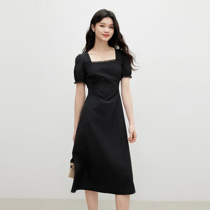 Elegant Square Neck Mid-Length Dress