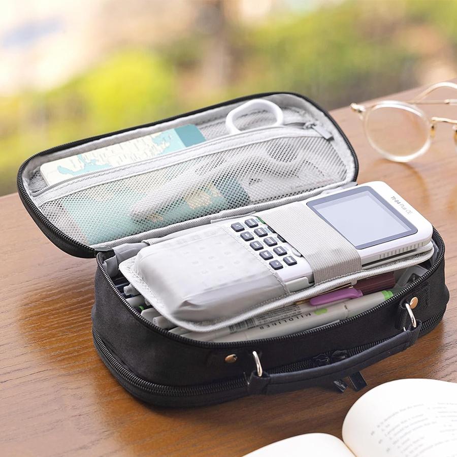 Spacious Canvas Pencil Case with Zipper - Durable Portable Stationery Organizer for School and Office Supplies Pencil Case Pouch