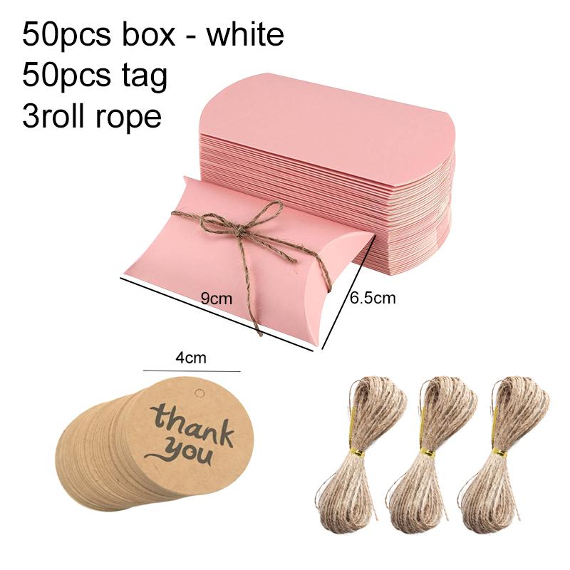 20pcs Mini Candy Box Folding Paper Pillow Type Wedding Gift Box Thank You Tag Festival Gathering Gifts Party Favors TMZ