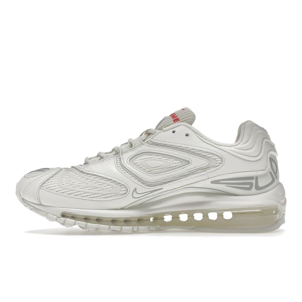 Supreme x Nike Air Max 98 TL SP Branco Tênis Unissex Prata Metálico Vela DR1033-100
