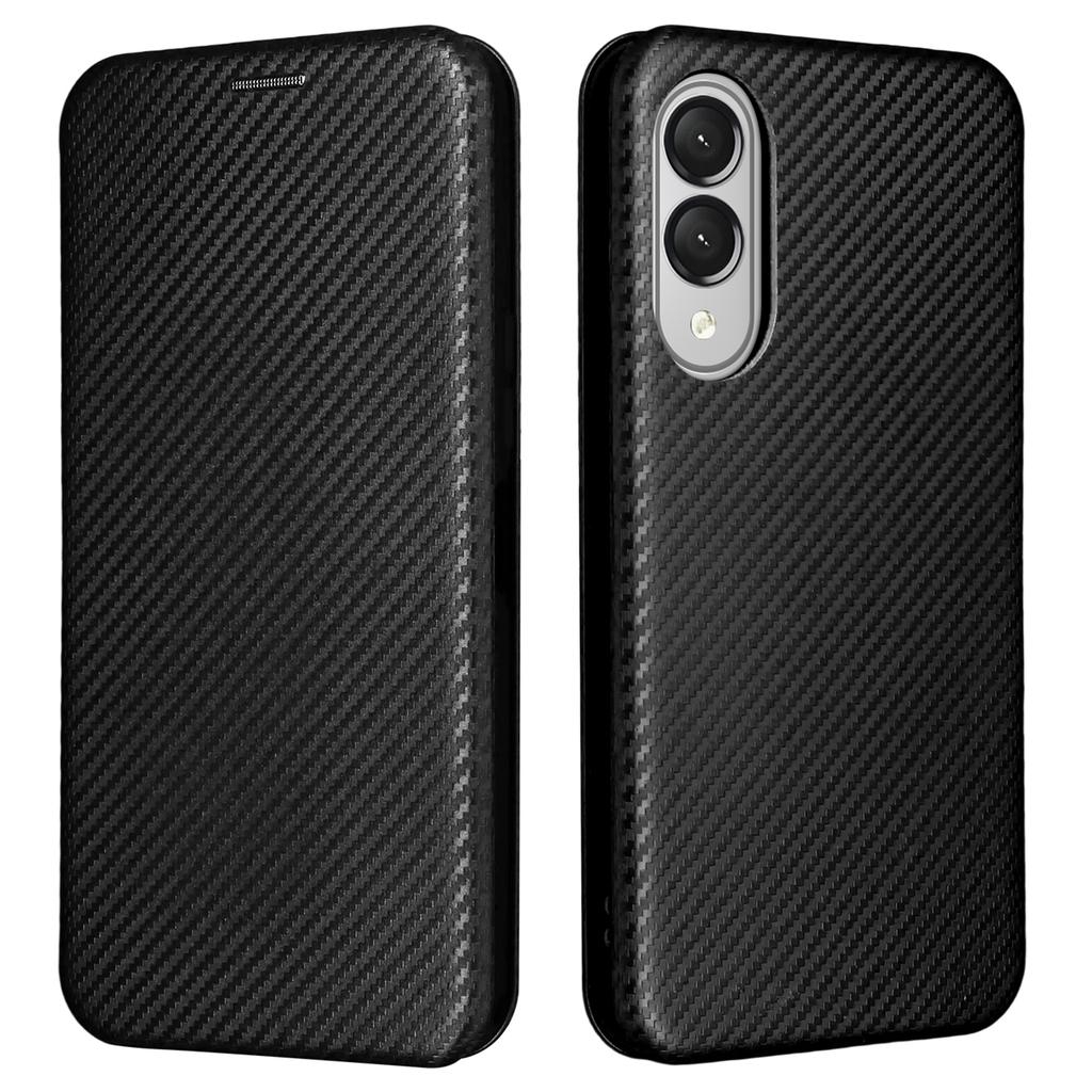 Para Samsung Galaxy S25 Capa Edge Textura de Fibra de Carbono À Prova de Quedas Couro PU Capa de Telefone