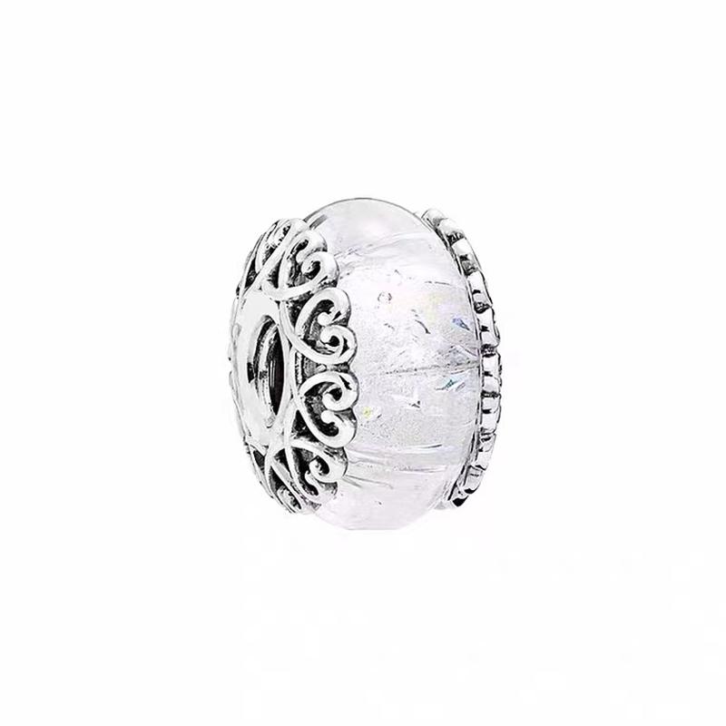 Sparking Heart Flower Clip Charm Beads Pendant Fit Original Snake Silver Bracelet Necklace Beads For Diy Jewelry Women Gift