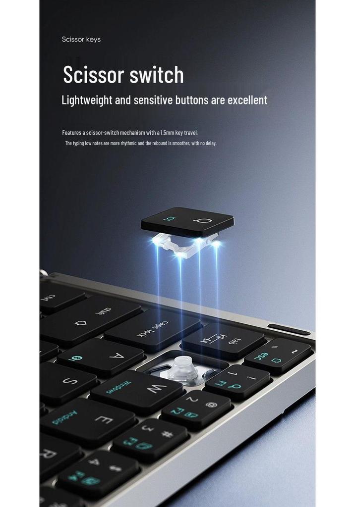 Wireless Bluetooth Foldable Keyboard with Leather Stand for Tablets and Phones