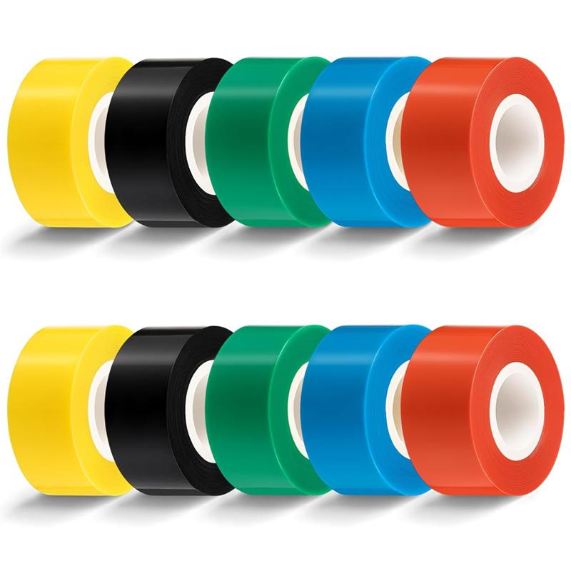 Heavy Duty 1 Inch X 10 Foot Self-Fusing Silicone Electrical Tape 10 Rolls Waterproof For Automotive For Hose, Gym Equipment