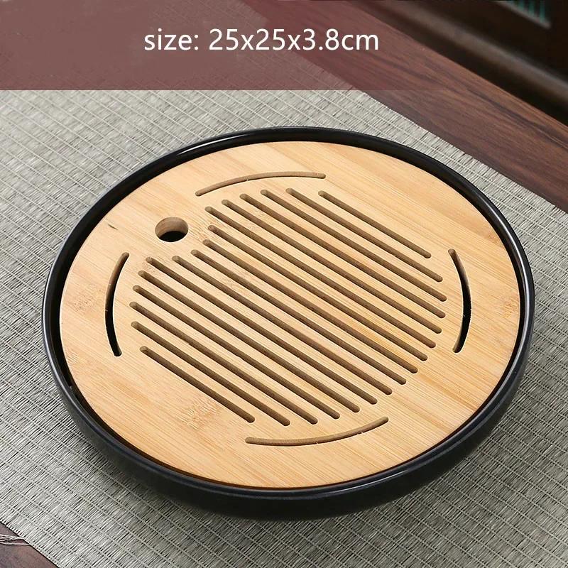 Bamboo Tea Tray Household Tea Set Accessories Small Tea Board Water Storage and Drainage Wet and Dry-use Tray Teaware Decorative