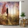 Dragon Ball Z Majin Buu (Fat Buu) Cheerful Pose Scene 2D Print Waterproof Shower Curtain, Vibrant Solid Purple Background With P