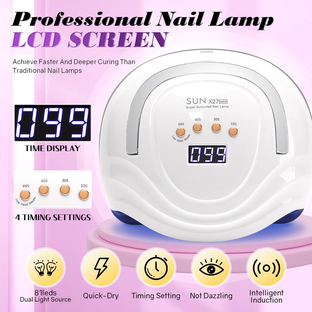 380W UV LED Lamp For Nails 81LEDS Nail Drying Lamp Fast Dry Nail Gel Polish Lamp With LCD Screen Auto Sensor Nail Equipment