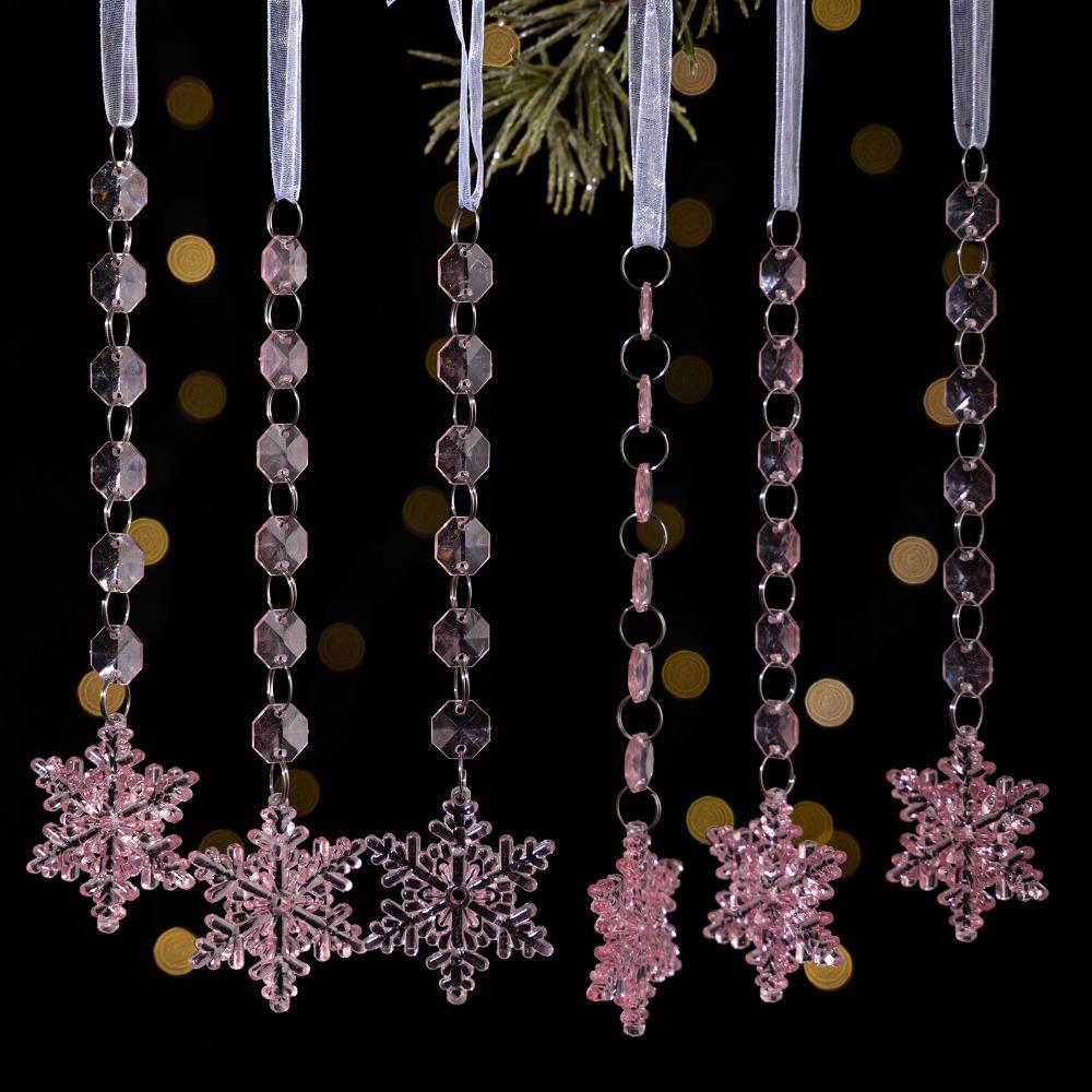 

Acrylic Drop Ornaments Transparent Xmas Tree Embellishment Christmas Decorations Festival Favors Pink-A