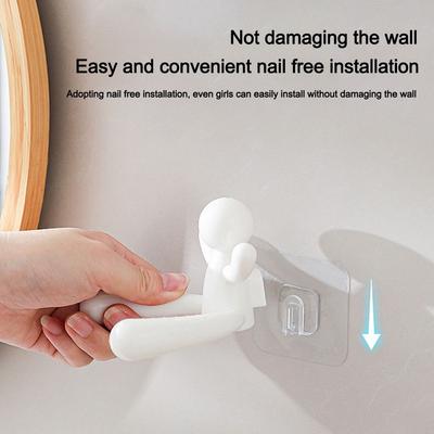 Portable Multifunctional Little Man Shape Hook Wall Mount Plastic Hanger Hooks Bathroom Wall Hook Home Storage Accessories