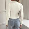 2026 Autumn/Winter Women's Casual Polo Collar Sweater with Bow Embroidery