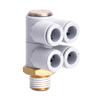 Rotary 1/8" 1/4" 3/8" 1/2" BSP 4 6 8 10 12mm Tube Elbow 4 Ways Splitter Plastic Pneumatic Air Pipe Fitting Push In Connector