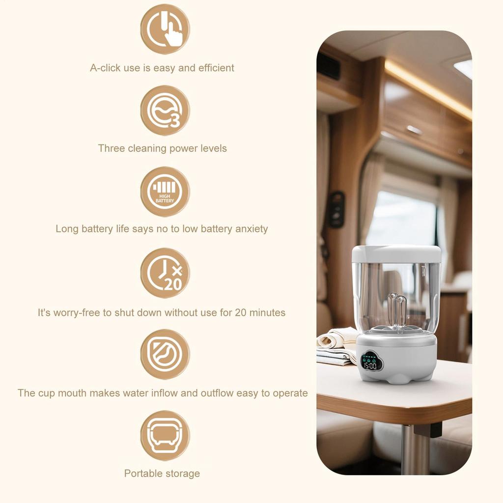 Small Washing Machine 1.6L Rechargeable Underwear Washer Panty Washing Machine For Socks Delicate Fabrics Towels Laundry