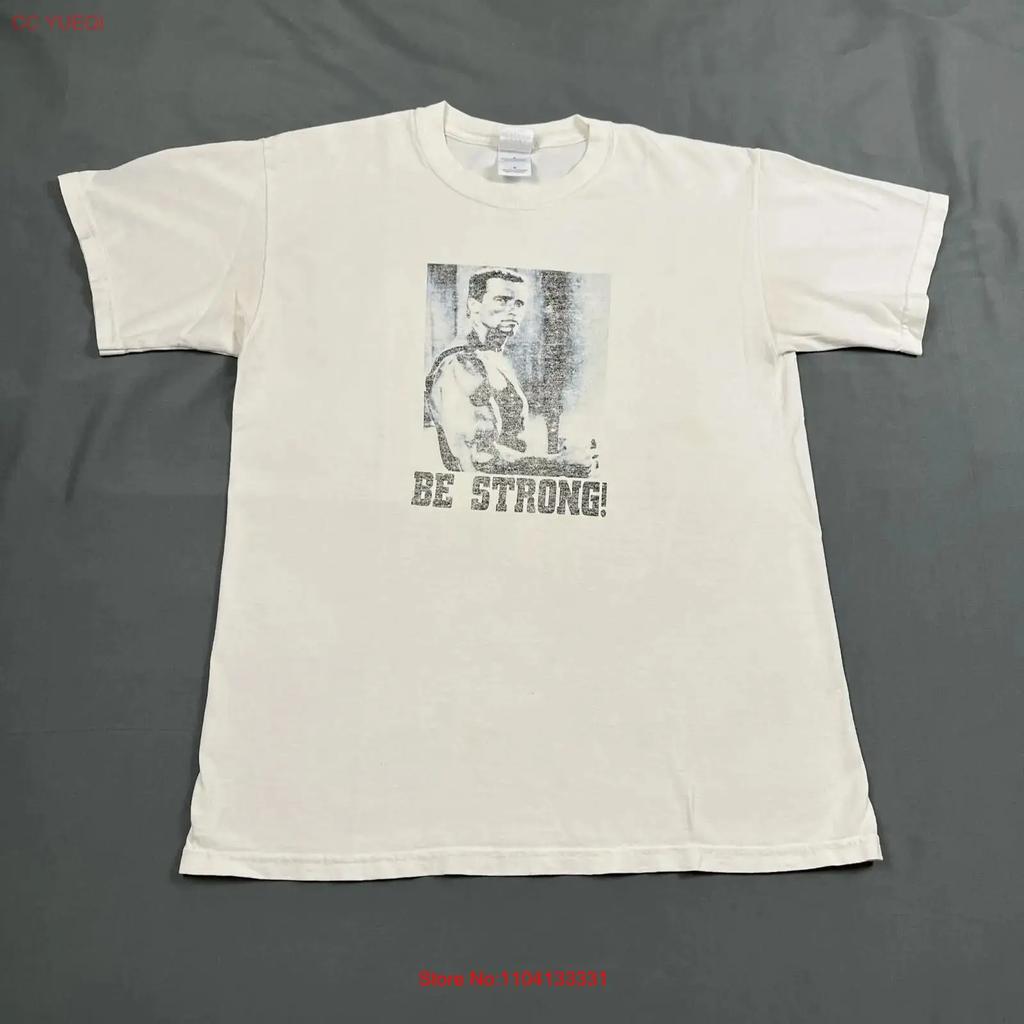 Vintage 2000s Arnold Schrwazenegger Be Strong T Shirt White Medium Y2k Vintage Washed Casual Soft Versatile Stretched Homme