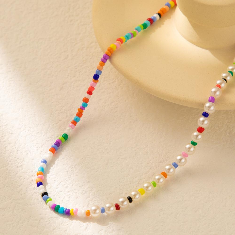 Beaded Colorful Chic Necklace With Imitation Pearls For Women Perfect For Wear Autumn