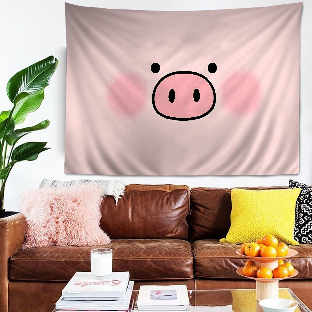 Cute Cartoon LLulu The Piggy Colorful Tapestry Wall Hanging Bohemian Wall Tapestries Mandala Wall Hanging Sheets