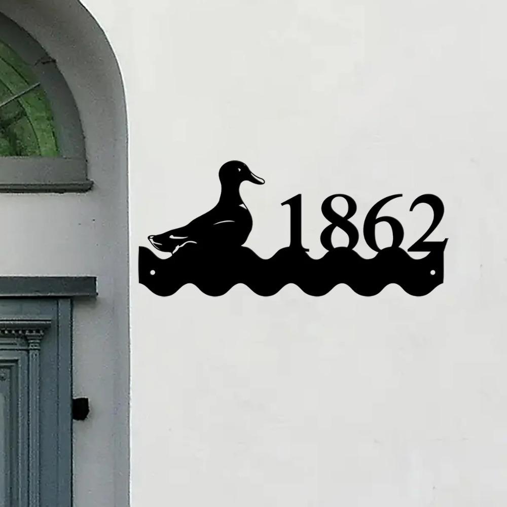 Custom Metal Duck House Sign, Personalized Duck Coop Number Plate, Bespoke Duck-Themed Wall Decor Gift