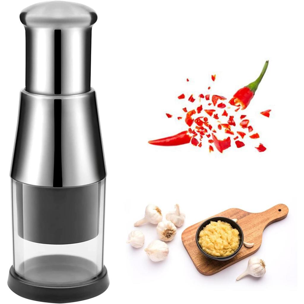 Zola Automatic Rotation Vegetable Chopper 5 Blades Stainless Steel Manual Dicer 16x6cm Black/Silver