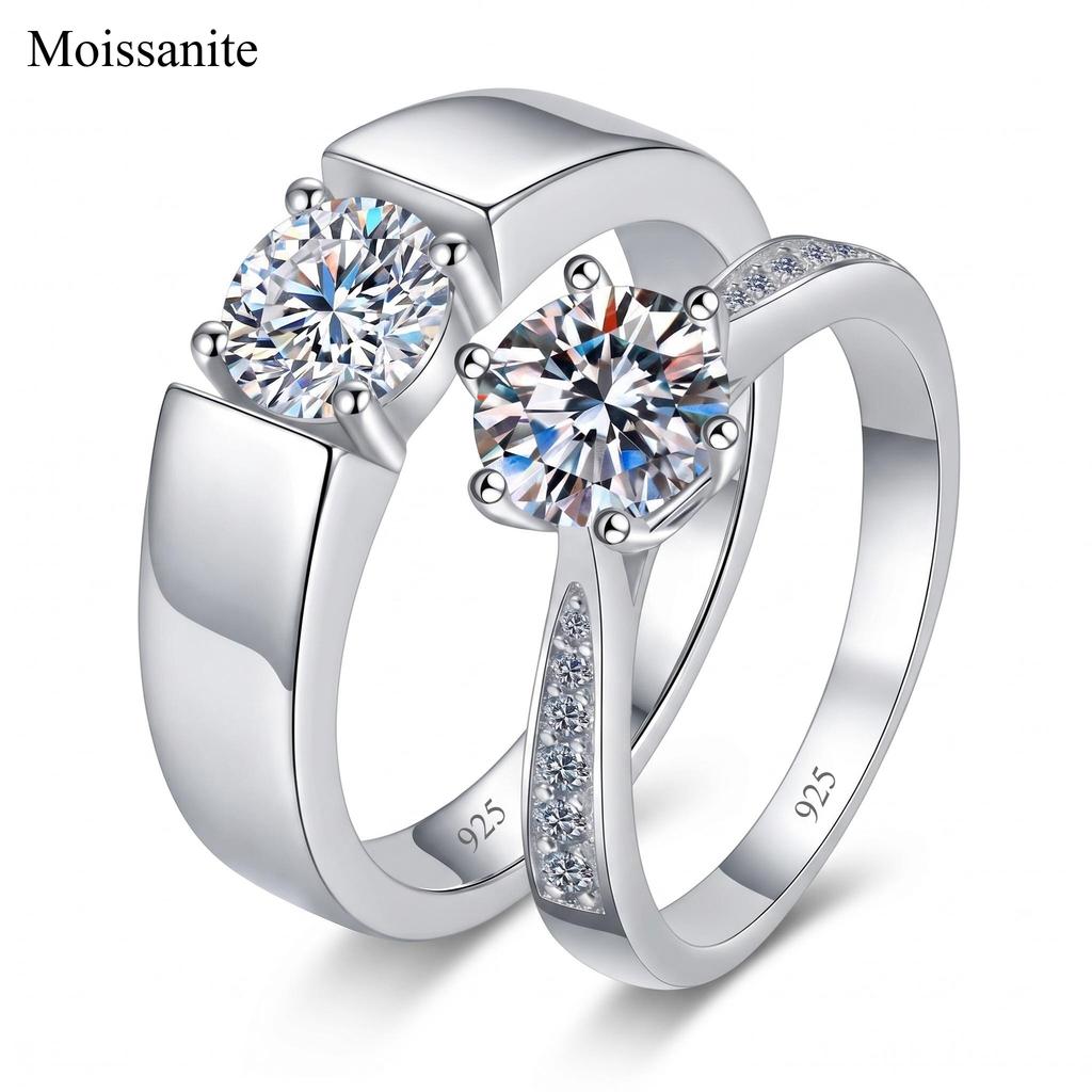 D VVS1 Moissanite 925 Sterling Silver Ring Classics for Women Man Wedding Jewelry Engagement Imitation Diamond Fashion Gifts