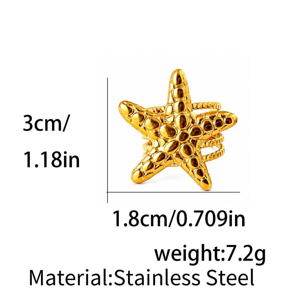 Classic Ocean Resort Style Starfish Ring – High-Grade Stainless Steel Titanium Jewelry