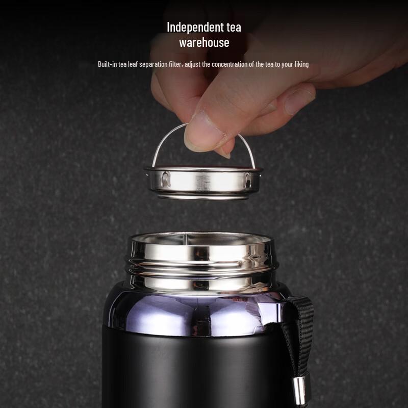 Shangqi Portable Insulated Stainless Steel Mug with Tea Infuser and Lanyard