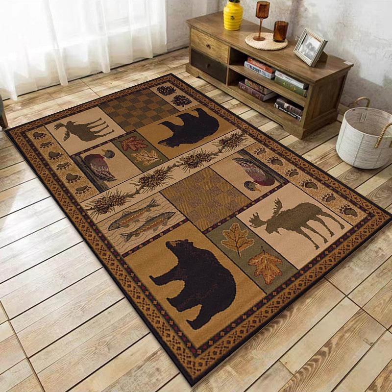Living Room Carpet Non-slip Machine Washable Soft American Style Retro Ethnic Style Rugs Large Size Home Decoration Floor Mats