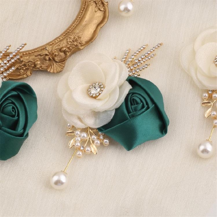 4PCS Camellia Rose Wedding Corsage Boutonniere Flower Brooch Pin For Bridal Shower Dinner Parties Formal Event Wear