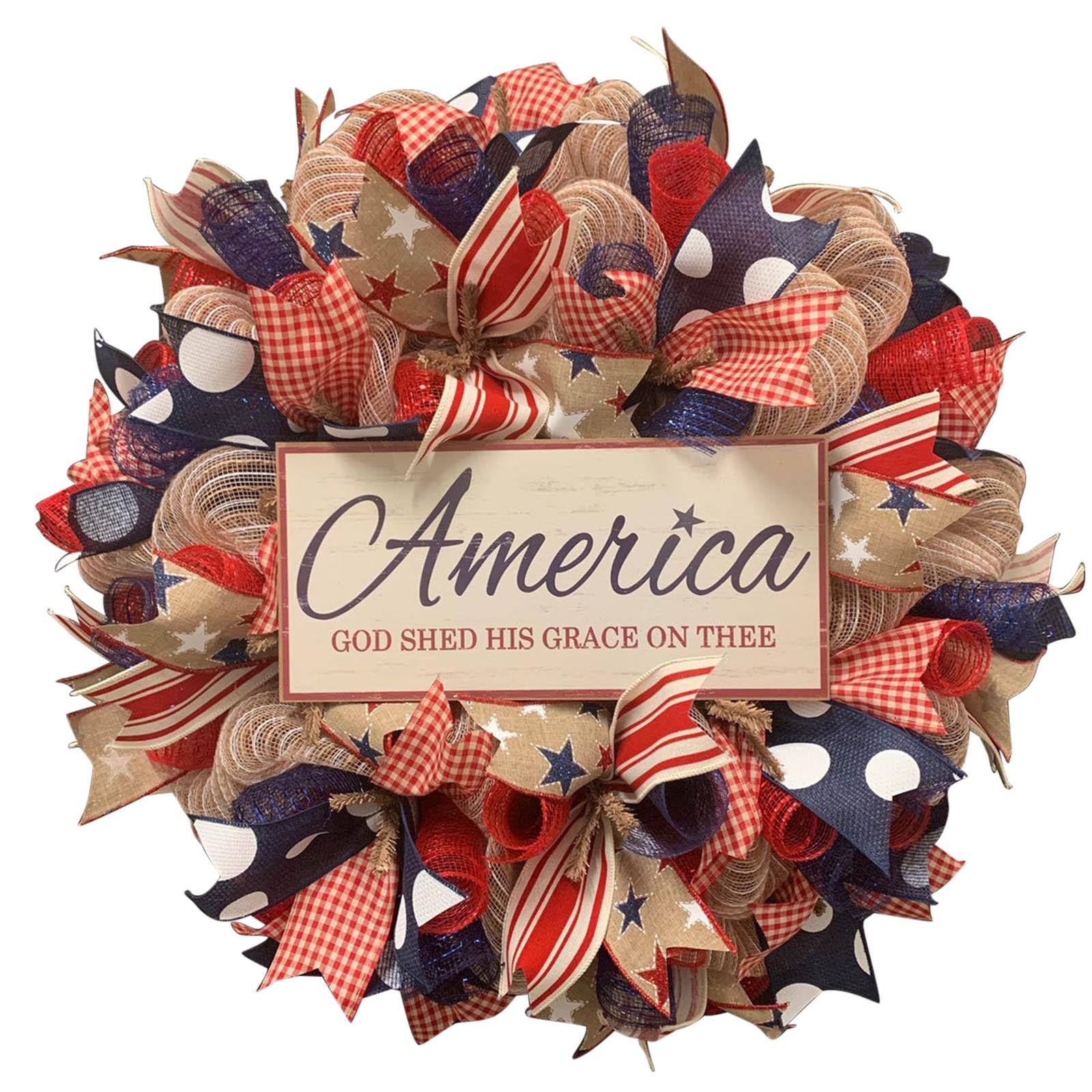 Independence Day Wreath Porch Decoration Front Door Outdoor Hanging Wreath Decor