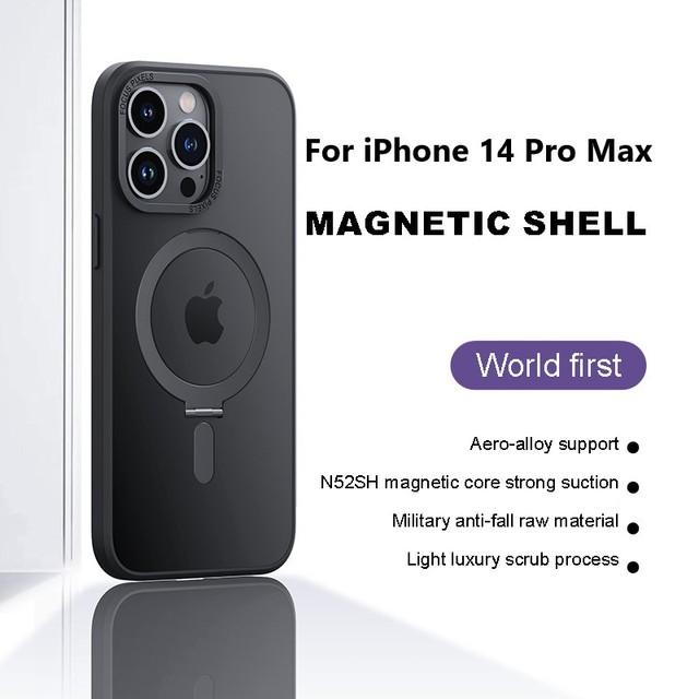Frosted Transparent Case For Iphone 14 Pro Max Ring Holder Magnetic Phone Case For 11 12 13 14 Pro Max Support Wireless Charging