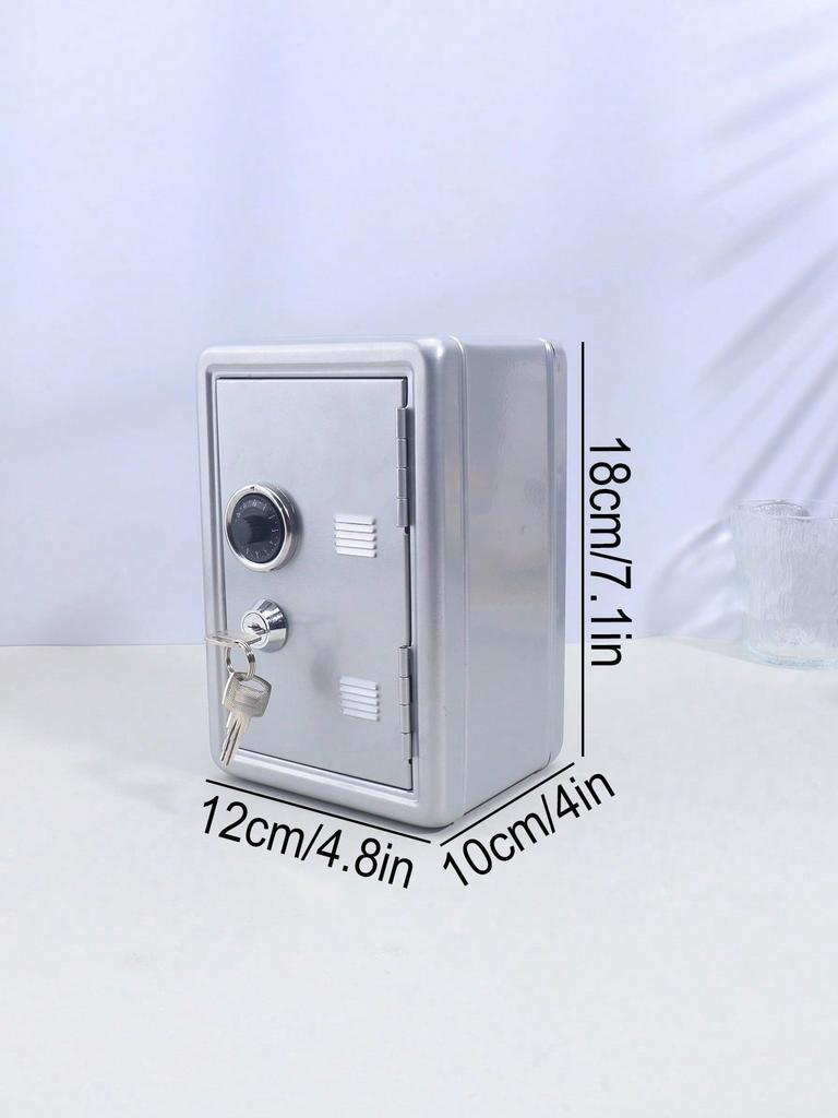 Locking Piggy Bank - Dual Combo & Key Lock Mini Safe, Personal Small Storage Box For Coins, Cash, Jewelry Collection