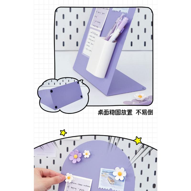 Desktop Magnetic Fluorescent Metal Message Board Vertical Standing Memo For Home Office