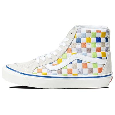 Sk8 Colorful Checkerboard Fabric Leather Casual High-Top Skate Shoes Unisex Sneakers Beige VN0A5KRIAVZ