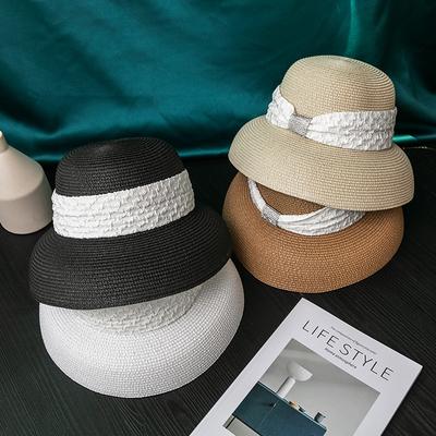 Strohsonnenhut für Damen - UPF-Schutz, Modisches Rautenmuster, Atmungsaktiv, Unelastisch, Sommer-Fischerhut mit Trend-Look