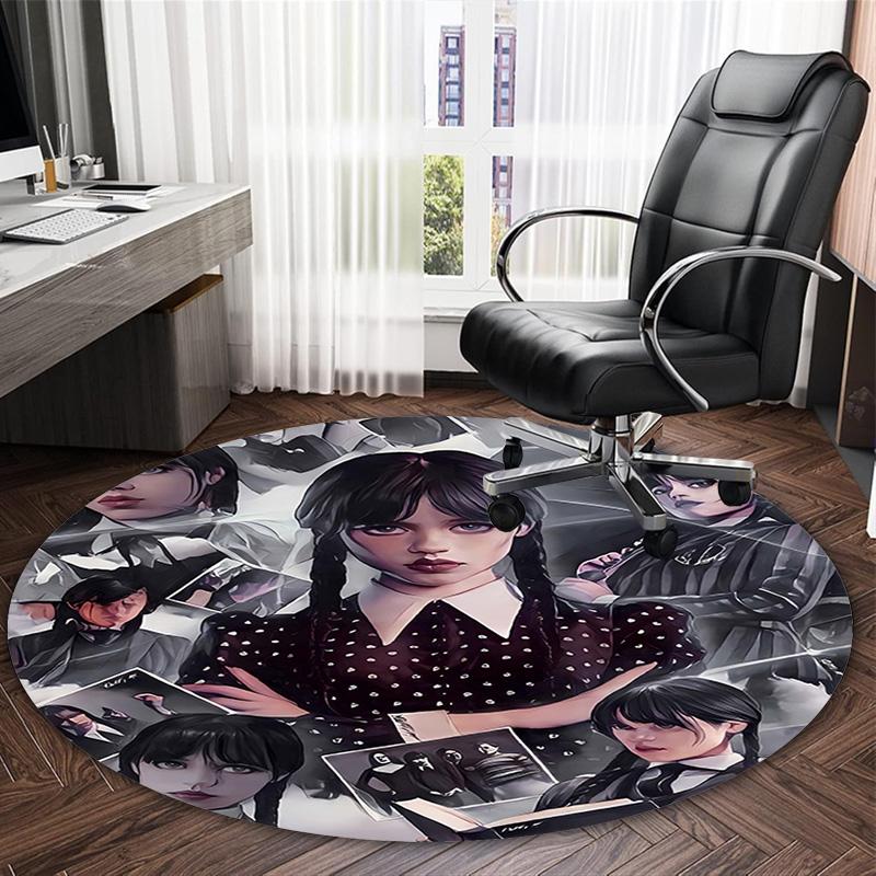 1pc Addams Family Wednesday2 Print Round Carpet Chair Round Carpet Suitable for Bedroom Living Room Home Decorative Carpet