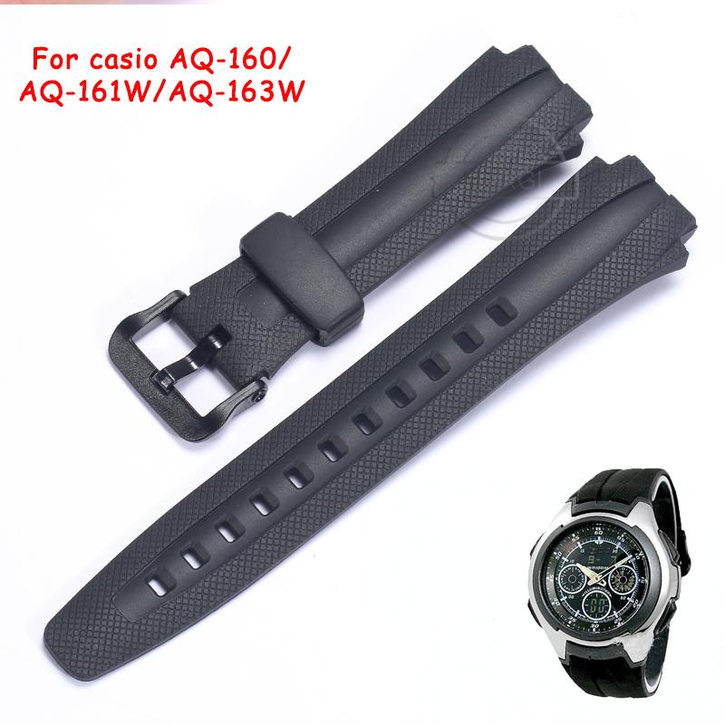 AQ-163w Replacement Strap For Casio AQ-160w AQ-161w Men Watch Band Resin Waterproof Bracelet Watch Accessories