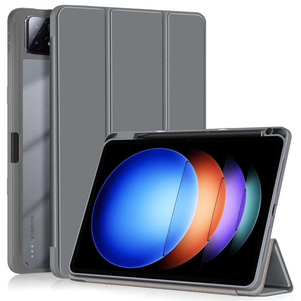 For Xiaomi Pad 6S Pro 12.4 Case Tri-fold Stand PU Leather Tablet Cover with Pen Slot