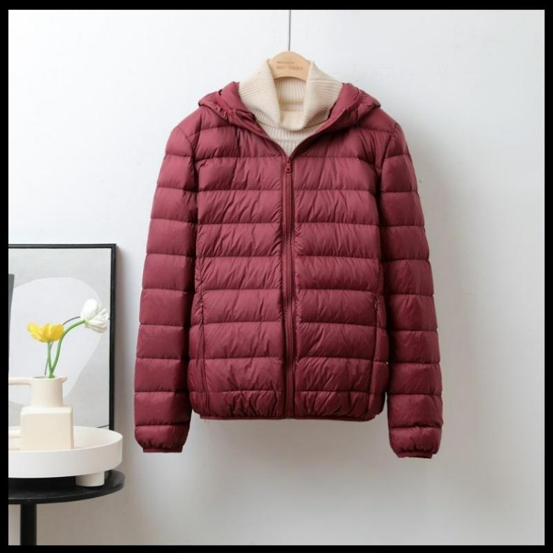 Winter Lightweight Down Jacket Women's Short Hooded Lightweight Thin White Duck Down Plus Size Jacket