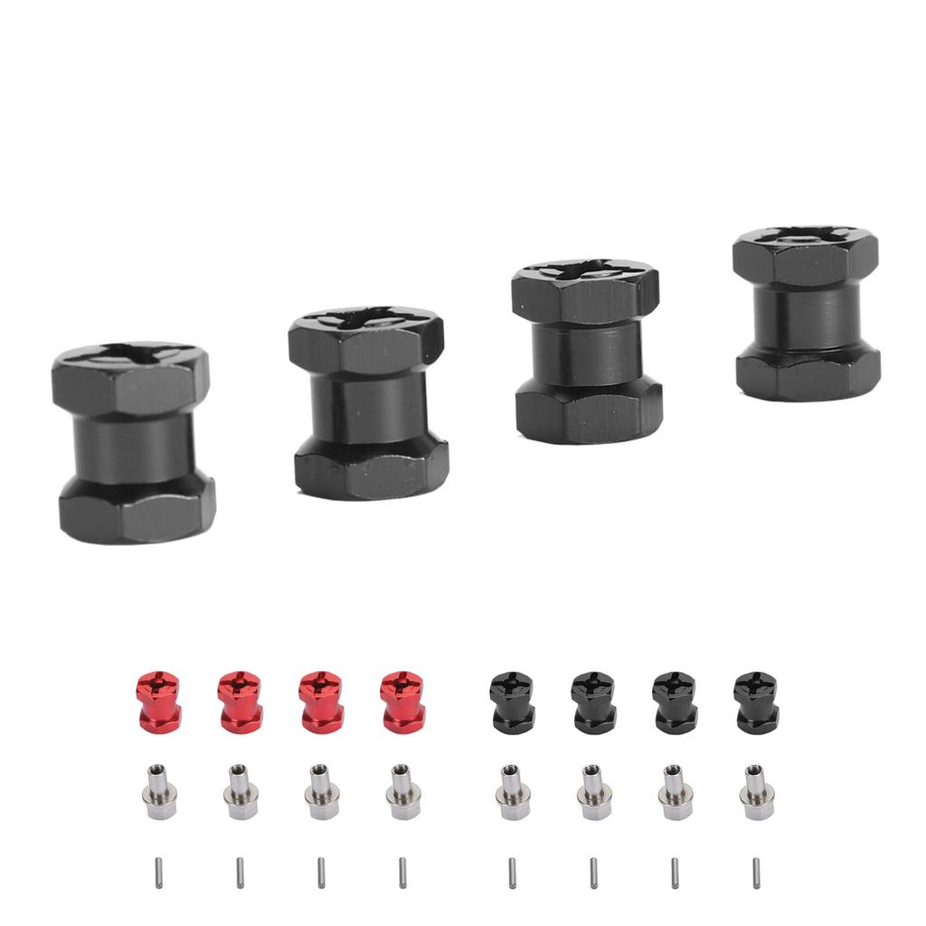 4PCS RC Wheel Hex Spacers 12mm Dia 15mm Length Hex Hub Extenssion with Metal Locking Lug Nut and Loc