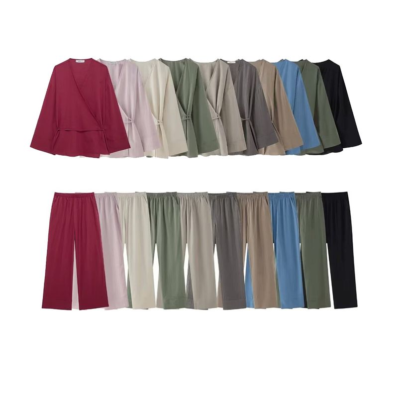 Kaslead New Arrival Women's Clothing Fashion Style Double Breasted Kimono Outerwear Casual Pants 5427743 5427431