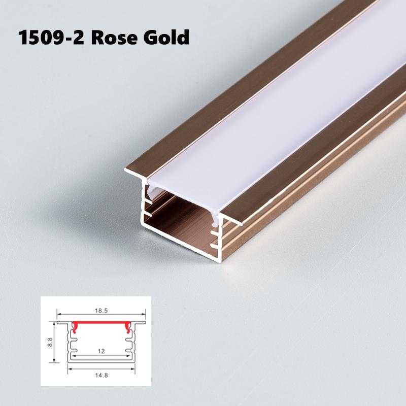 0.5/1m Rose Gold U/W Style LED Aluminum Profile Milky Cover Bar Lamp Cabinet Closet Background Corridor Decor Linear Strip Light