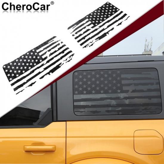 Carbon Fiber Rear Window Sticker Trim Cover Decals For Bronco -25  Flag