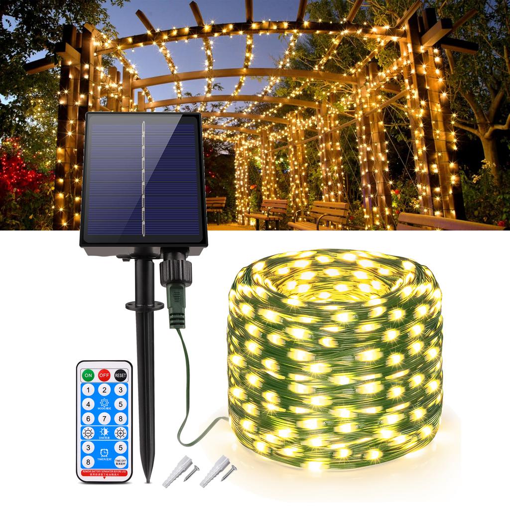 10M 20M 30M 50M 100M LED Solar Holiday Fairy String Lights Waterproof Outdoor Landscape Lamp Brightness Adjustable for Garden Yard Christmas