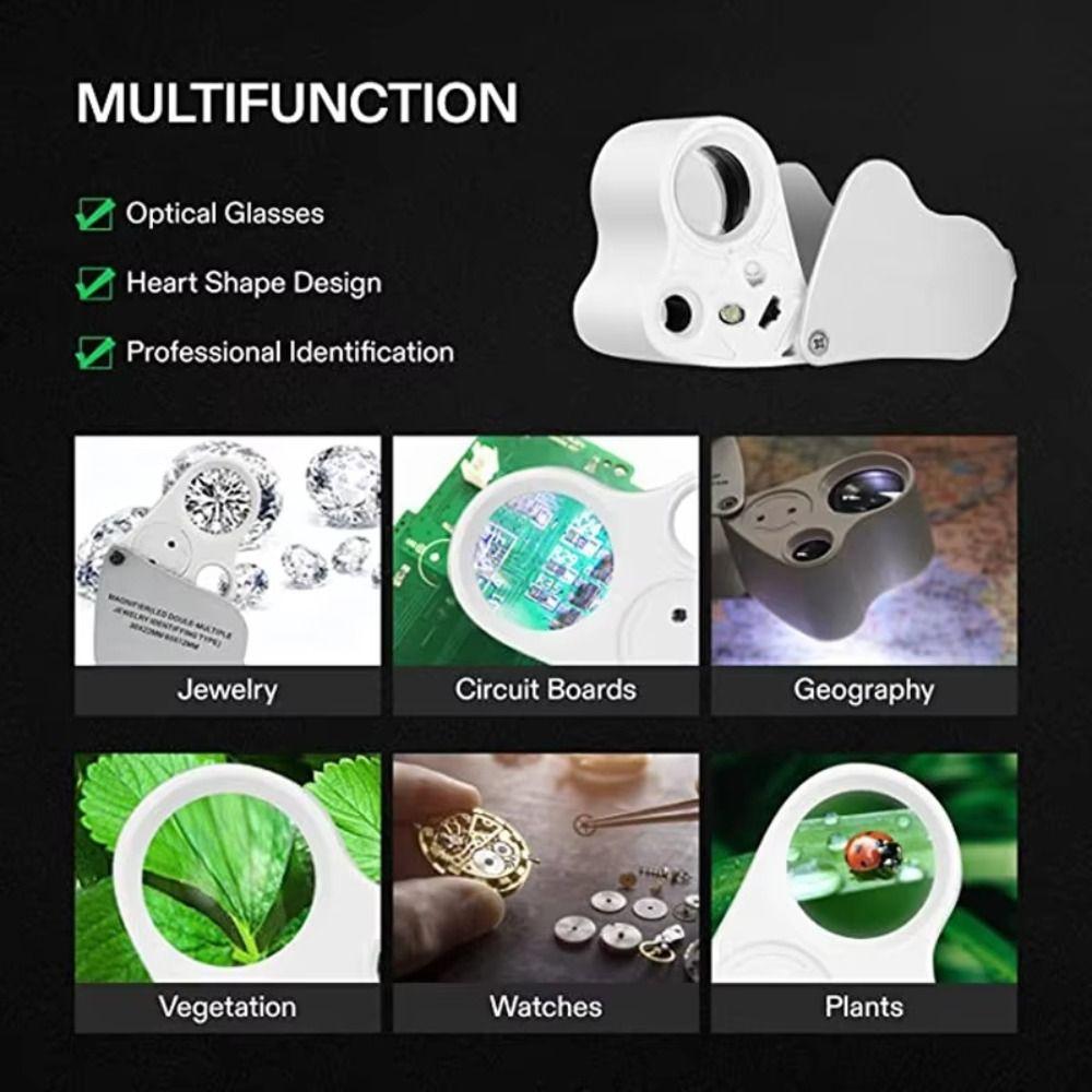 Adjustable Lighting Foldable Jewelry Magnifier Handheld Magnifier  for Jewelry Inspection