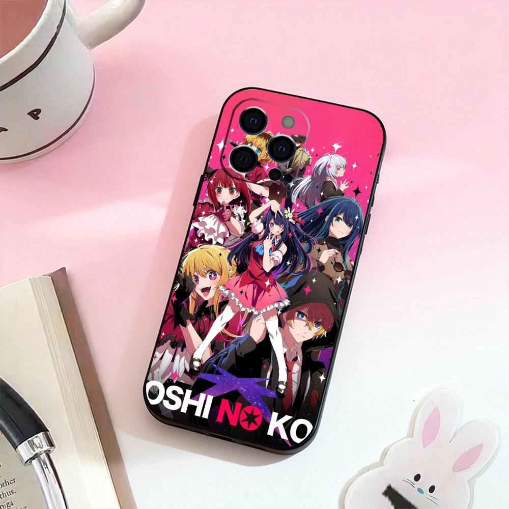 O-Oshi Anime No Ko Phone Case For iPhone 17,16,15,14,13,12,11 Plus,Pro Max,Soft Silicone Black Cover